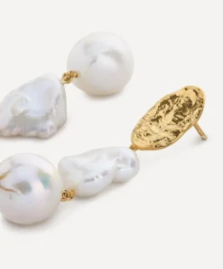 Monica Vinader Earrings^18ct Gold-Plated Vermeil Silver Capri Multi Pearl Drop Earrings