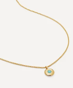 Monica Vinader Necklaces^18ct Gold-Plated Vermeil Silver Turquoise Birthstone Pendant Necklace