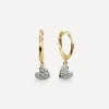 Monica Vinader Earrings^18ct Gold-Plated Vermeil Silver Mini Heart Diamond Huggie Hoop Earrings