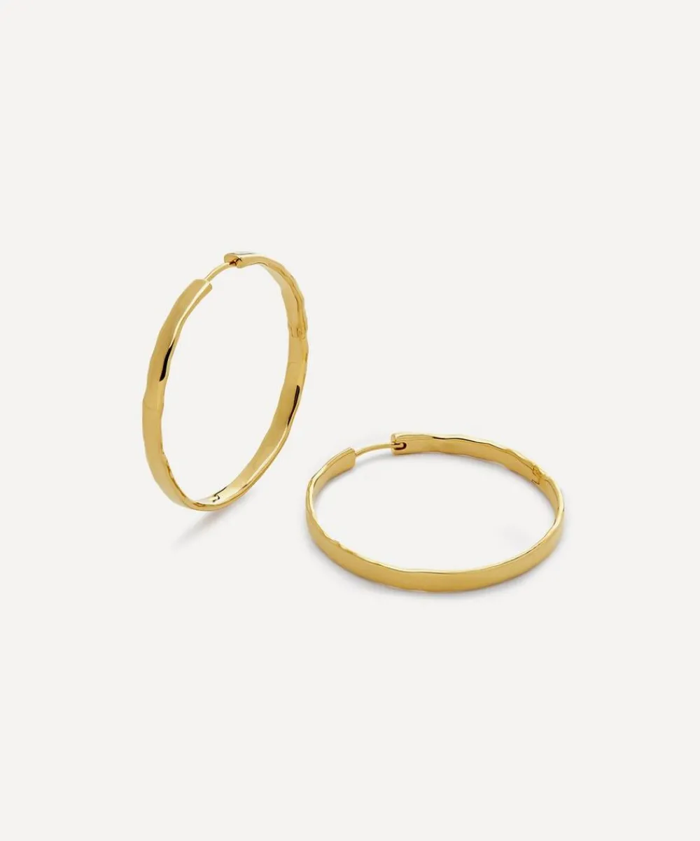 Monica Vinader Earrings^18ct Gold-Plated Vermeil Silver Siren Muse Wave Large Hoop Earrings