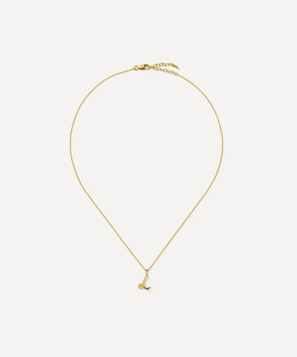 Missoma Necklaces^18ct Gold-Plated Vermeil Silver Curly Molten Mini L Initial Pendant Necklace