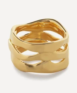 Monica Vinader Rings^18ct Gold-Plated Vermeil Silver Wave Band Ring