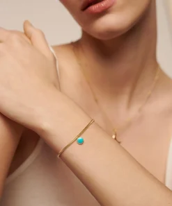 Monica Vinader Bracelets^18ct Gold-Plated Vermeil Silver Eclipse Gemstone Friendship Chain Bracelet