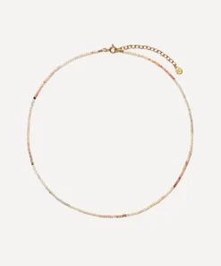 Bon Bon Jewellery Club Necklaces^14ct Gold-Plated Vermeil Silver Zircon Skinny Bead Necklace