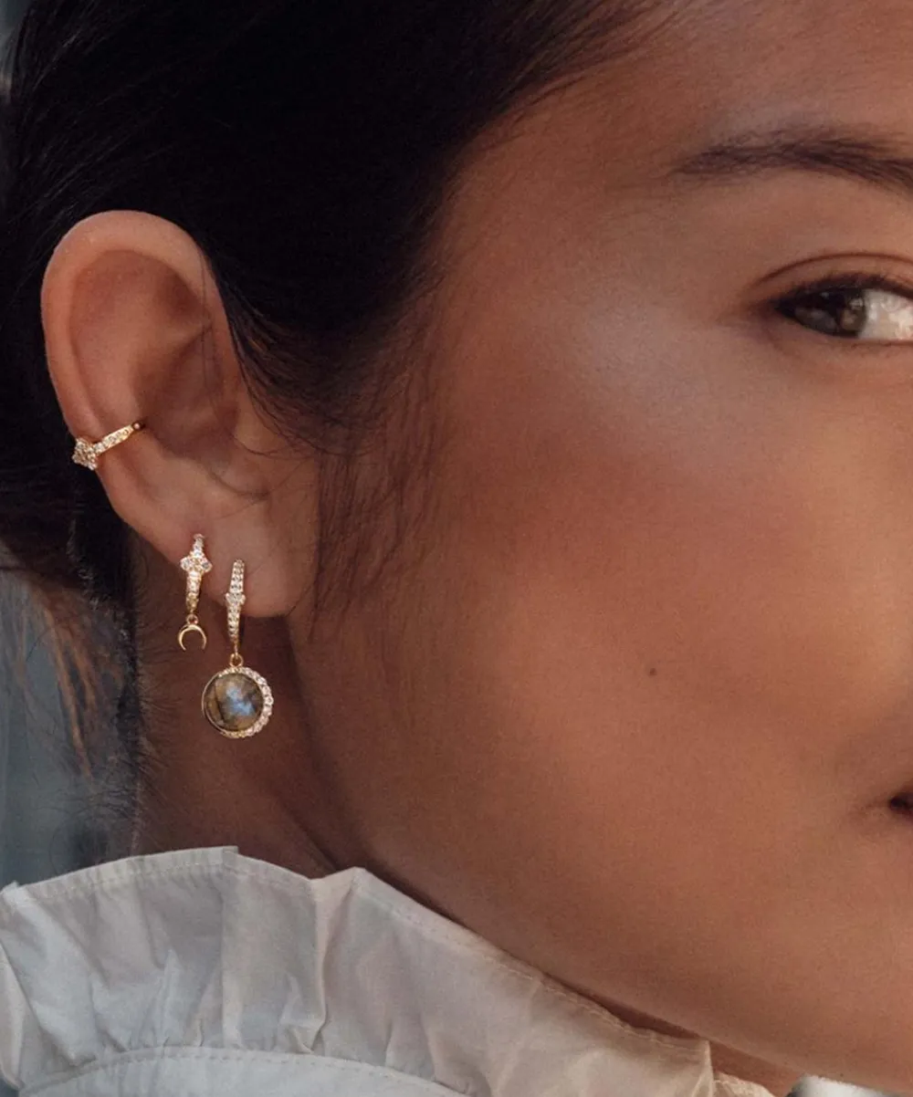 Astley Clarke Earrings^18ct Gold-Plated Vermeil Silver Large Luna Labradorite Drop Earrings