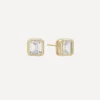 SHASHI Earrings^14ct Gold-Plated Vermeil Silver Emerald Baguette Stud Earrings