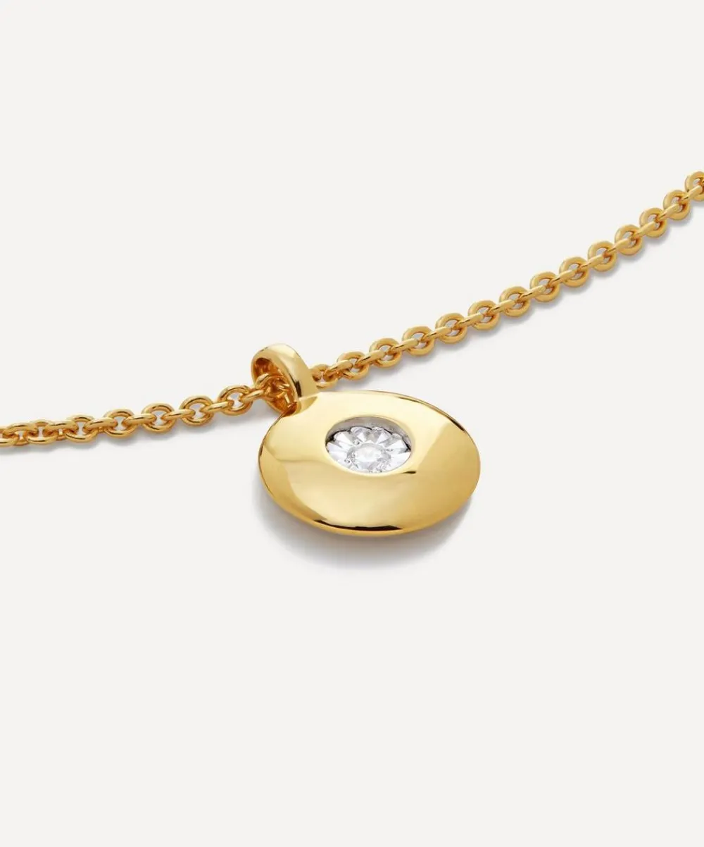 Monica Vinader Necklaces^18ct Gold-Plated Vermeil Silver Diamond Birthstone Pendant Necklace