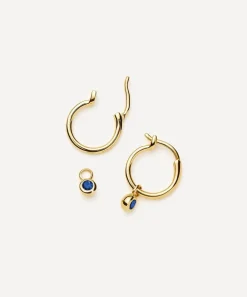 Missoma Earrings^18ct Gold-Plated Vermeil Silver Tennis Charm Mini Drop Hoop Earrings