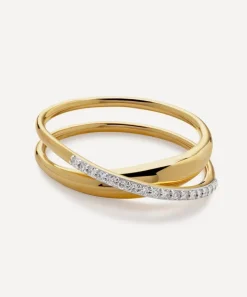 Monica Vinader Rings^18ct Gold-Plated Vermeil Silver Diamond Nura Wrap Ring
