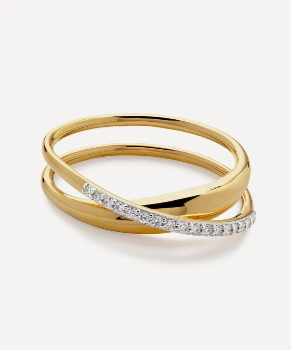 Monica Vinader Rings^18ct Gold-Plated Vermeil Silver Diamond Nura Wrap Ring