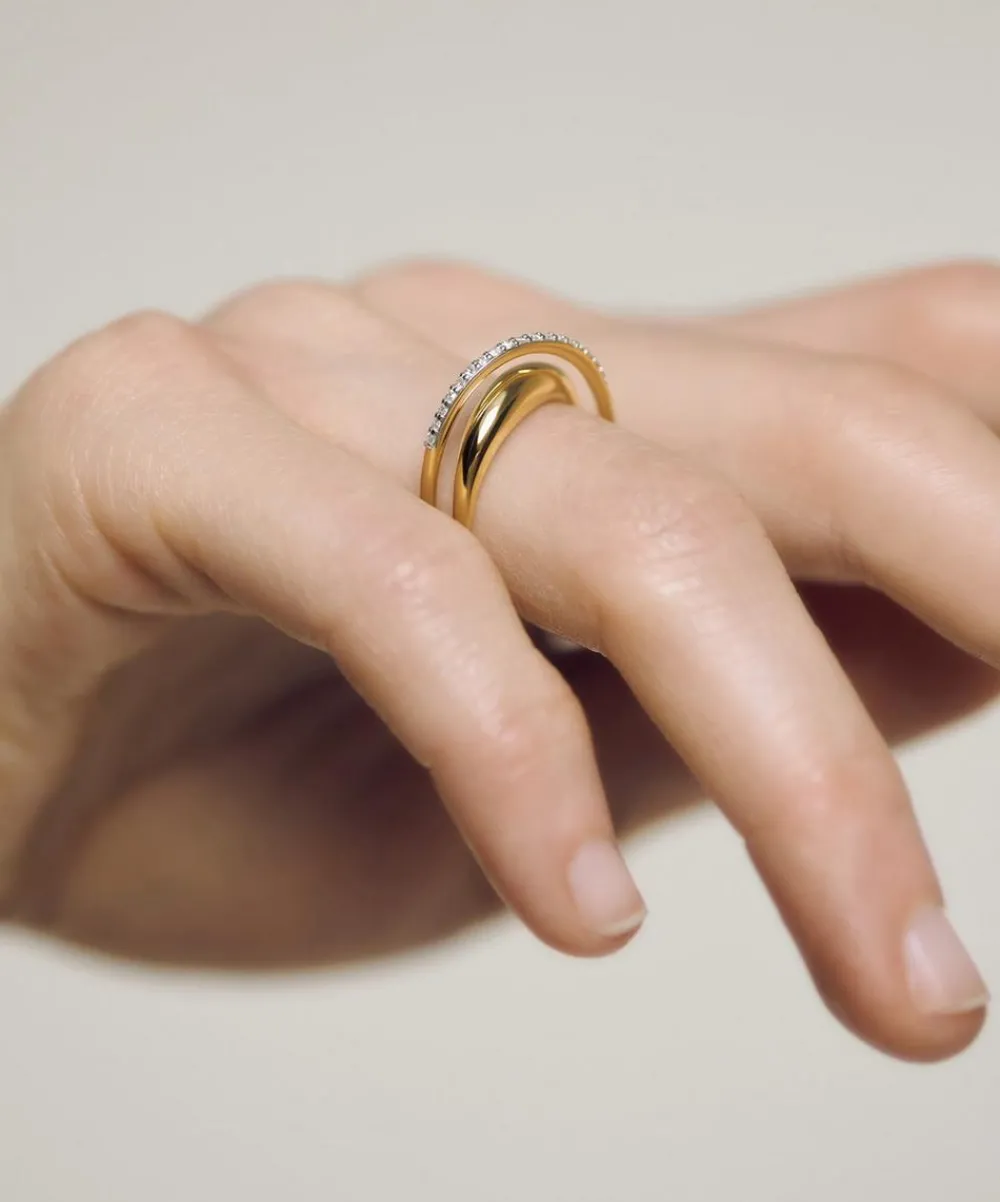 Monica Vinader Rings^18ct Gold-Plated Vermeil Silver Diamond Nura Wrap Ring