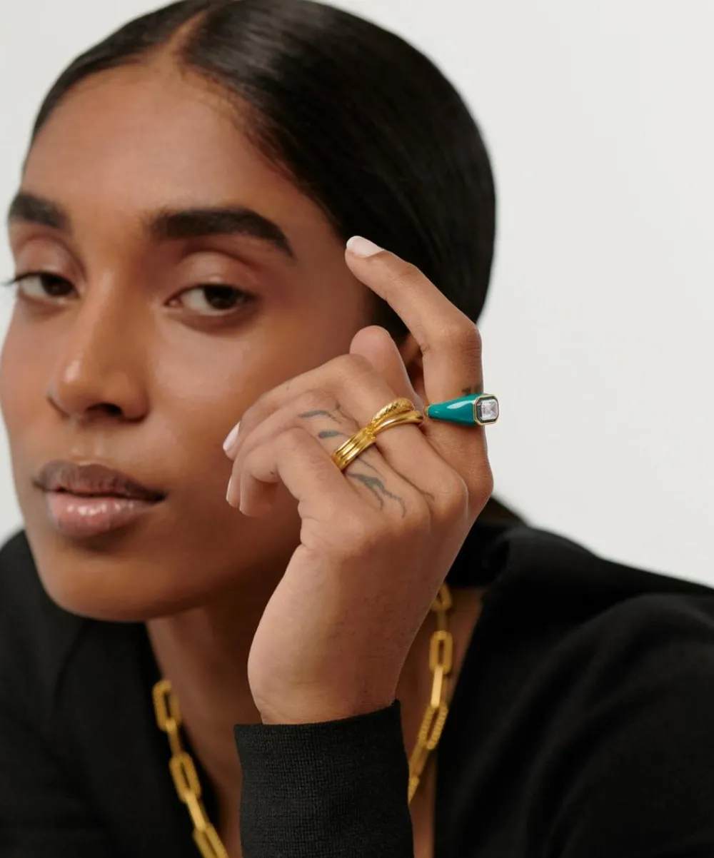 Missoma Rings^18ct Gold-Plated Vermeil Silver Enamel and Stone Dome Statement Ring