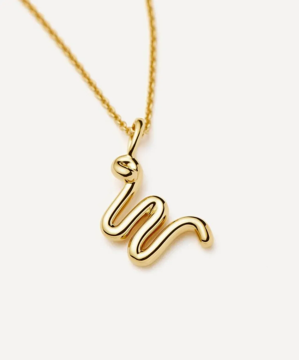 Missoma Necklaces^18ct Gold-Plated Vermeil Silver Curly Molten Mini W Initial Pendant Necklace
