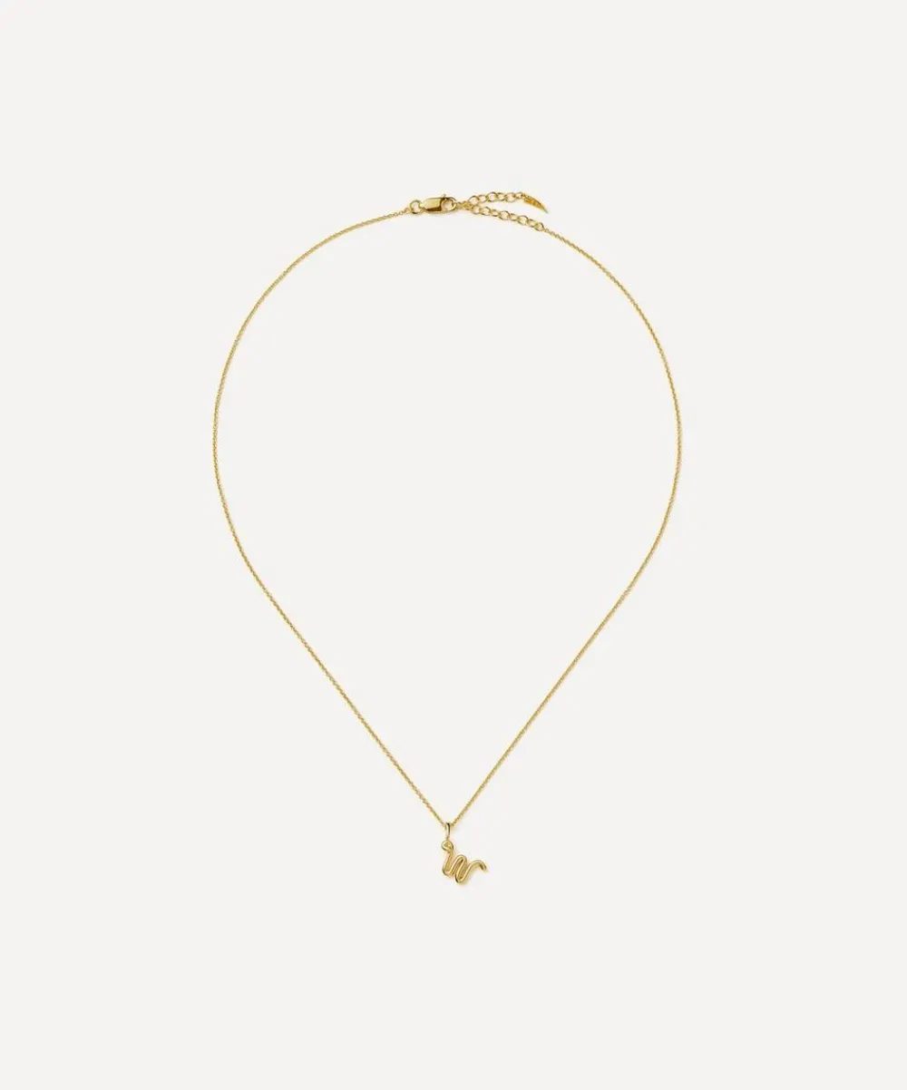 Missoma Necklaces^18ct Gold-Plated Vermeil Silver Curly Molten Mini W Initial Pendant Necklace