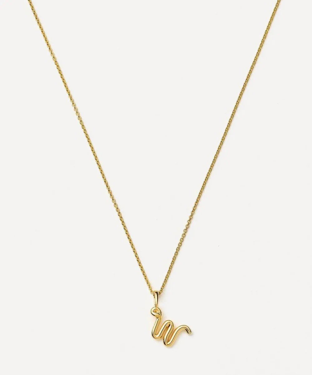 Missoma Necklaces^18ct Gold-Plated Vermeil Silver Curly Molten Mini W Initial Pendant Necklace