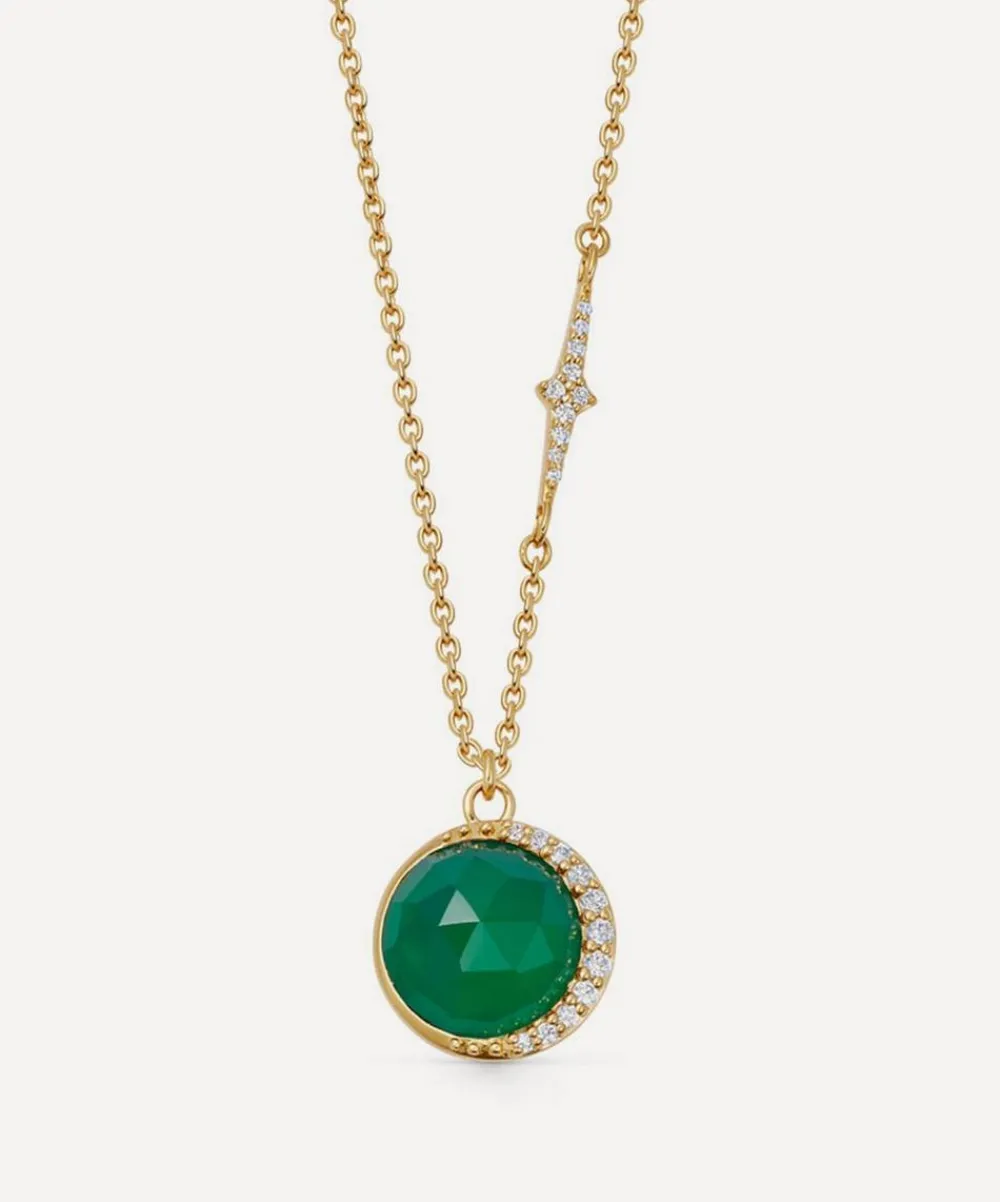 Astley Clarke Necklaces^18ct Gold-Plated Vermeil Silver Large Luna Green Chalcedony Pendant Necklace