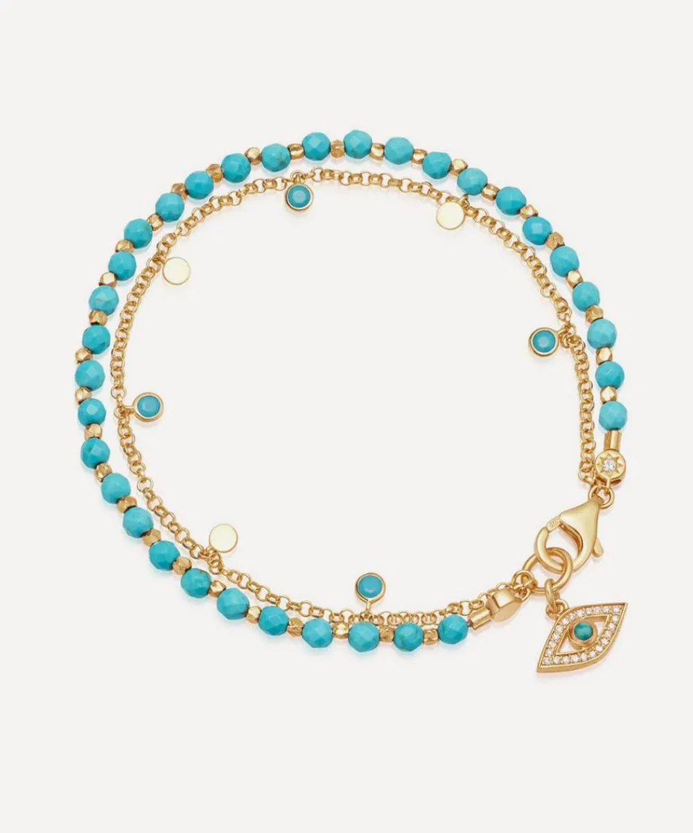 Astley Clarke Bracelets^18ct Gold-Plated Vermeil Silver Biography Adorned Turquoise Evil Eye Bracelet