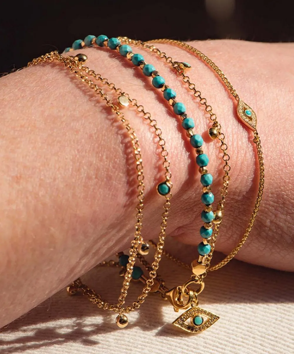 Astley Clarke Bracelets^18ct Gold-Plated Vermeil Silver Biography Adorned Turquoise Evil Eye Bracelet
