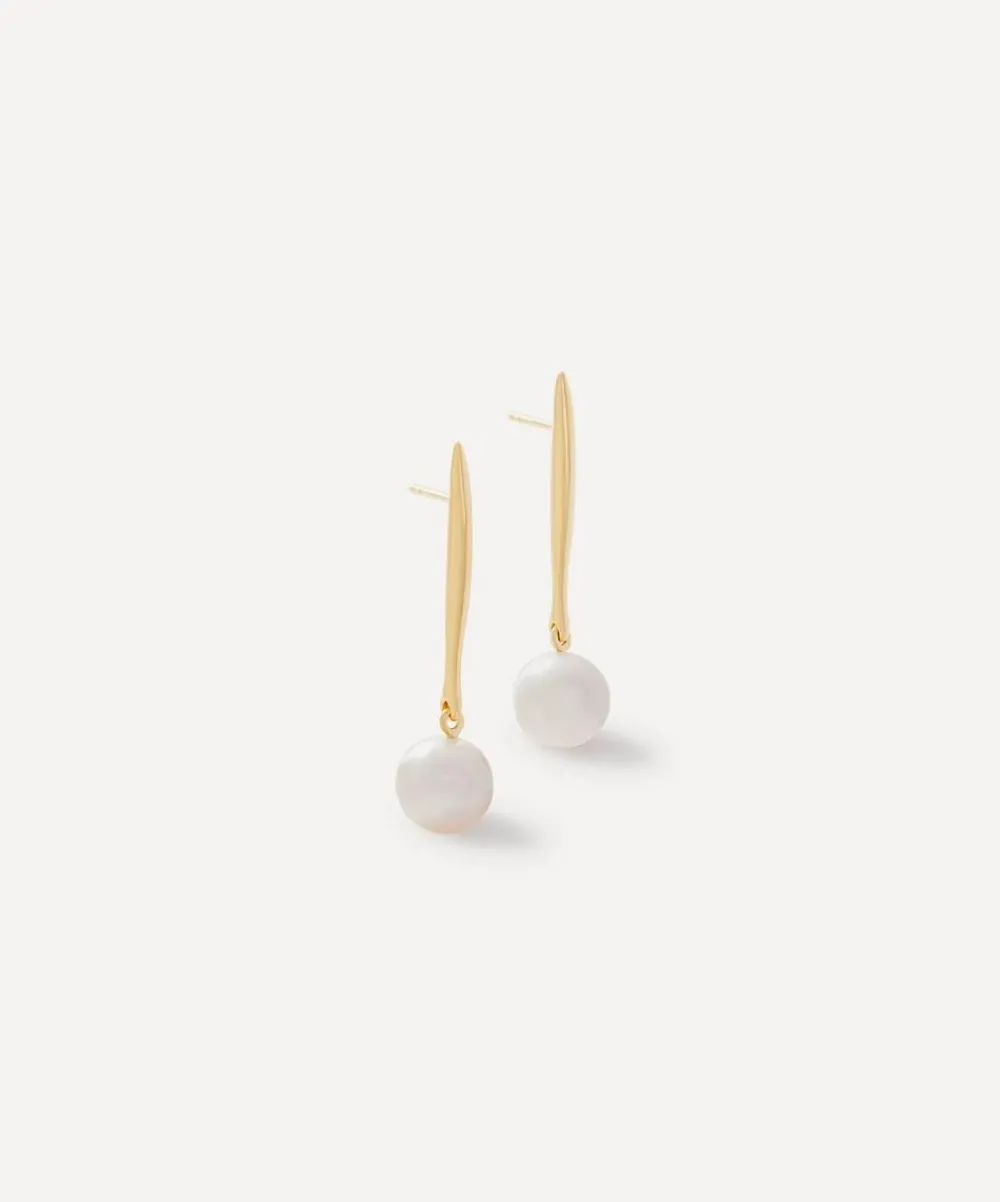 Monica Vinader Earrings^18ct Gold-Plated Vermeil Silver Nura Round Pearl Hoop Earrings