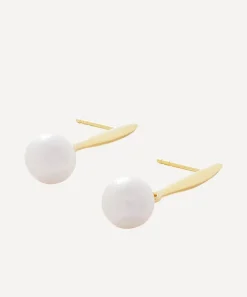 Monica Vinader Earrings^18ct Gold-Plated Vermeil Silver Nura Round Pearl Hoop Earrings