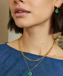 Astley Clarke Earrings^18ct Gold-Plated Vermeil Silver Luna Green Chalcedony Drop Earrings