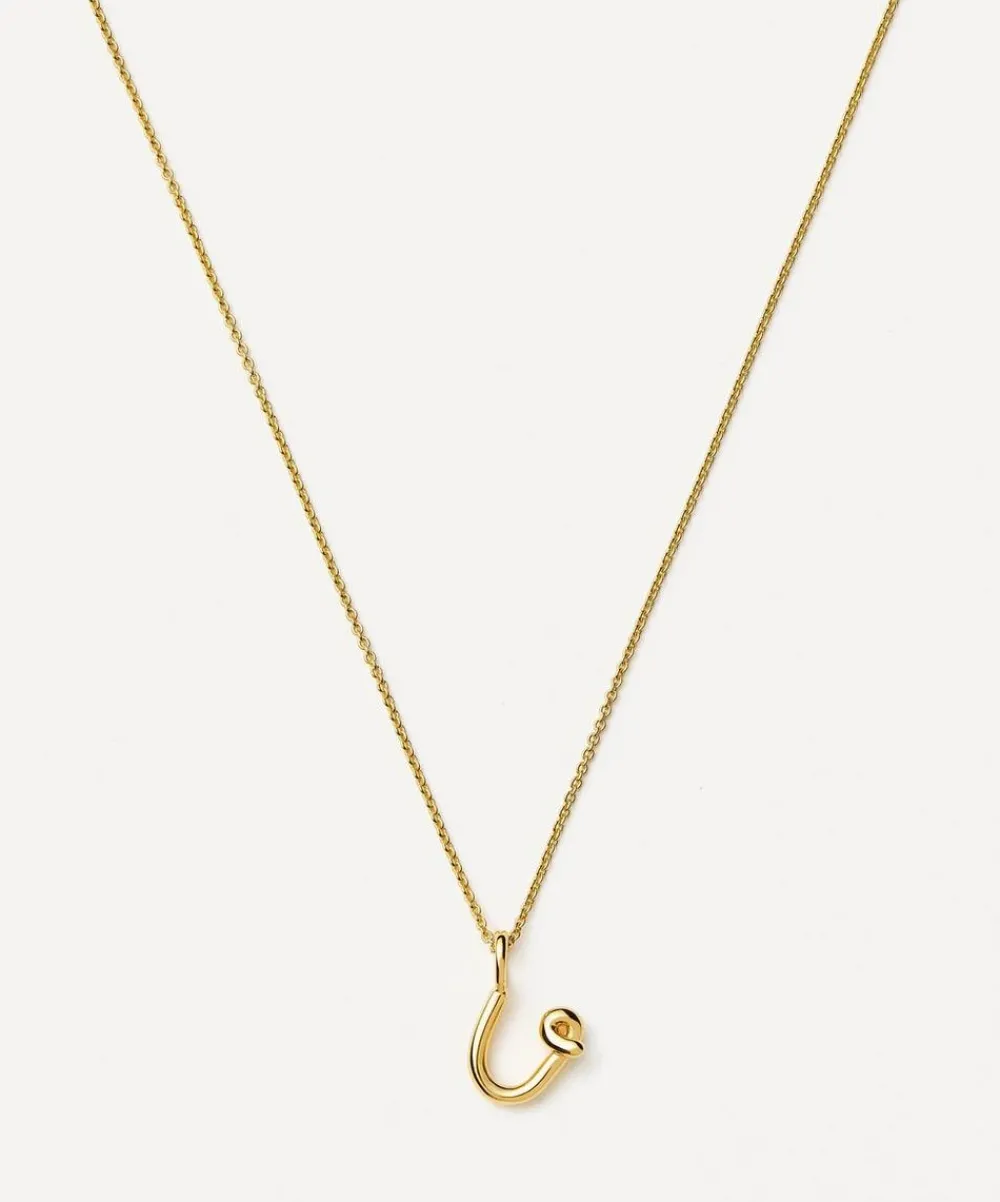Missoma Necklaces^18ct Gold-Plated Vermeil Silver Curly Molten Mini U Initial Pendant Necklace