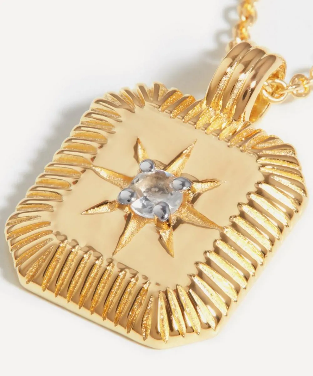 Missoma Necklaces^18ct Gold-Plated Vermeil Silver Engravable April Birthstone Star Ridge Pendant Necklace