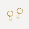 Missoma Earrings^18ct Gold-Plated Vermeil Silver Pearl Twisted Small Drop Hoop Earrings