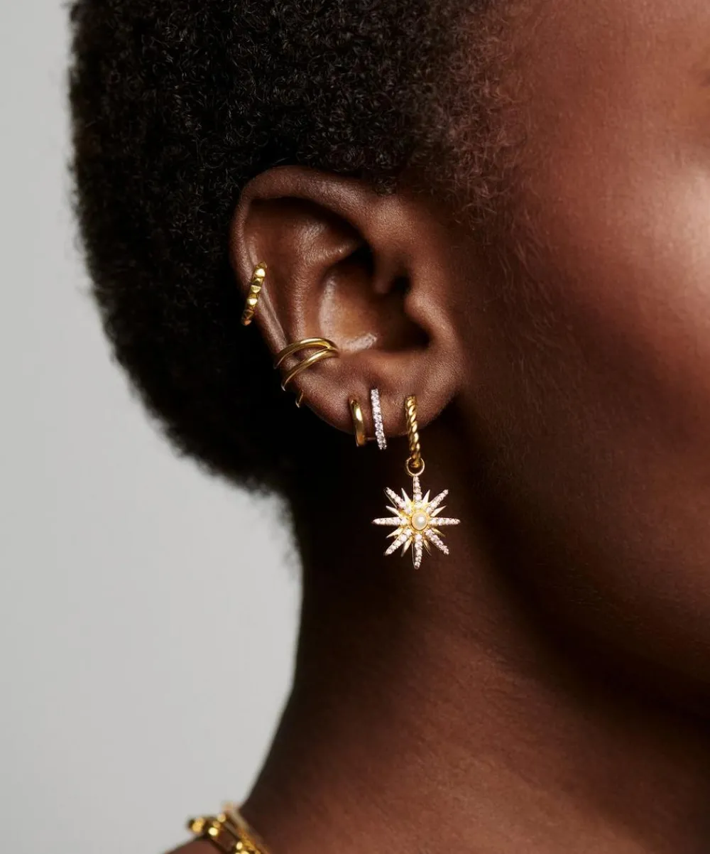 Missoma Earrings^18ct Gold-Plated Vermeil Silver Harris Reed Moonlight Pearl Hoop Earrings