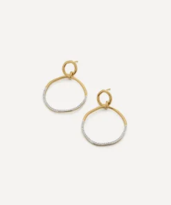 Monica Vinader Earrings^18ct Gold-Plated Vermeil Silver Riva Diamond Ripple Cocktail Hoop Earrings