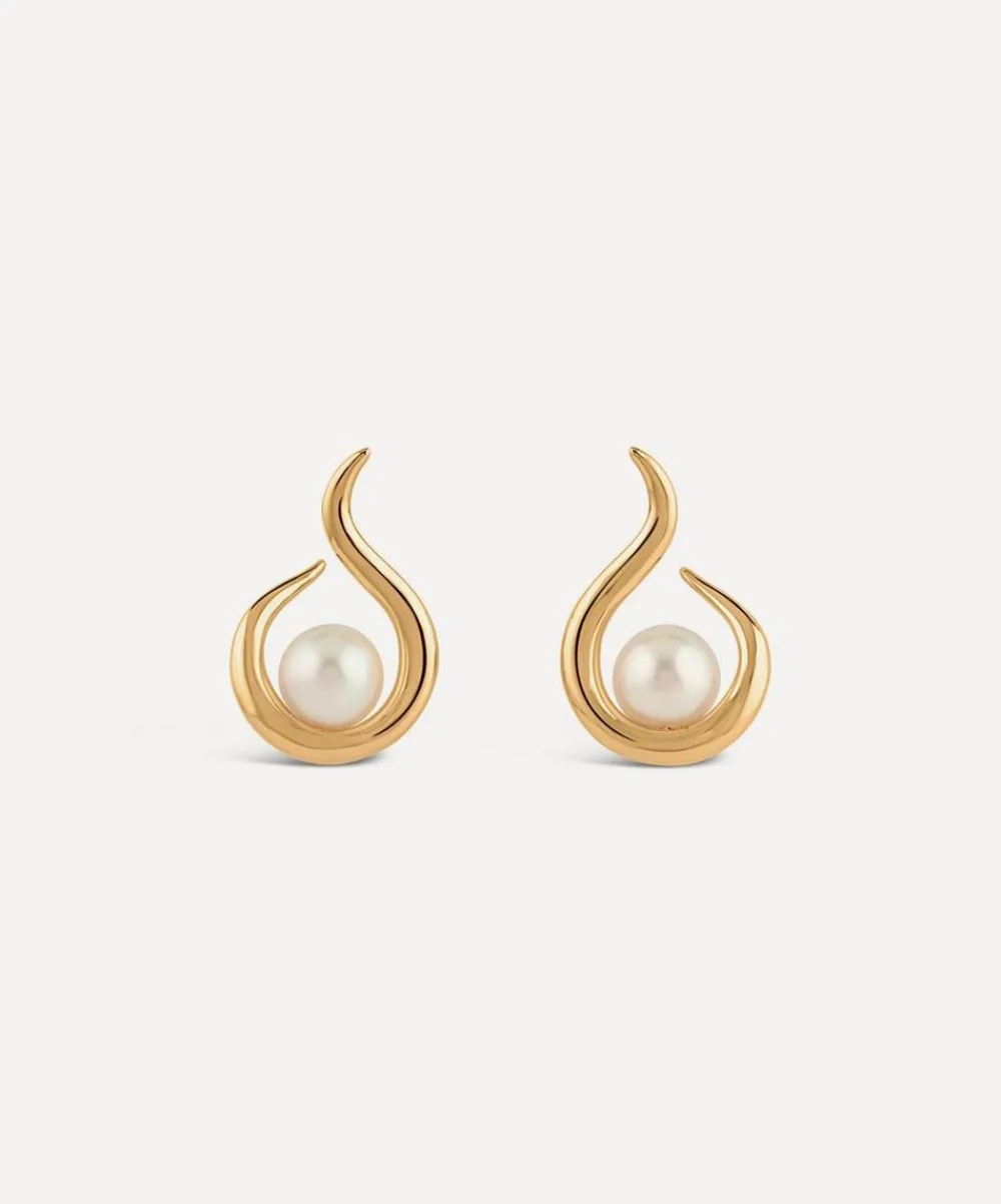 Dinny Hall Earrings|Earrings^22ct Gold-Plated Vermeil Silver Toro Pearl Twist Stud Earrings