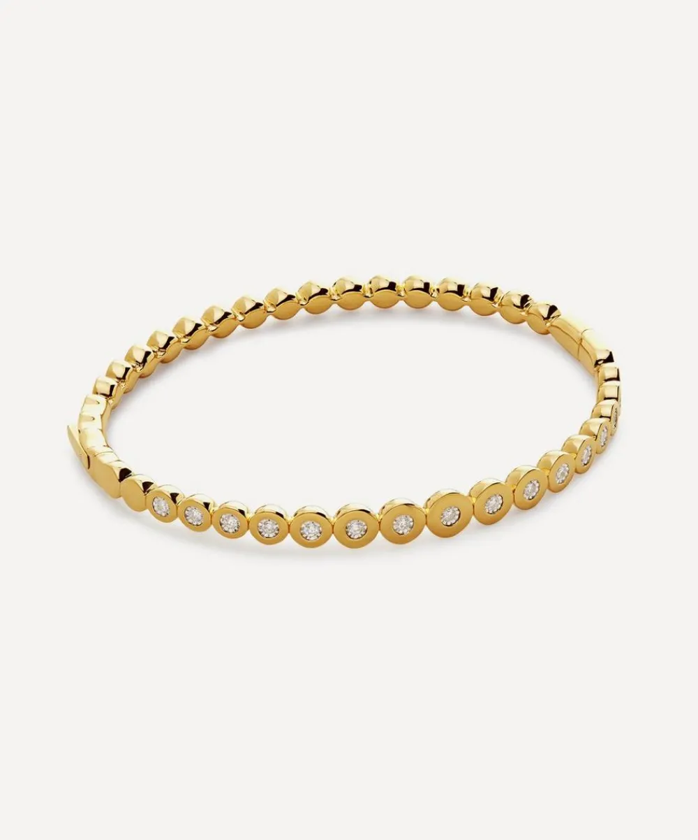 Monica Vinader Bracelets^18ct Gold-Plated Vermeil Silver Diamond Graduated Bangle Bracelet