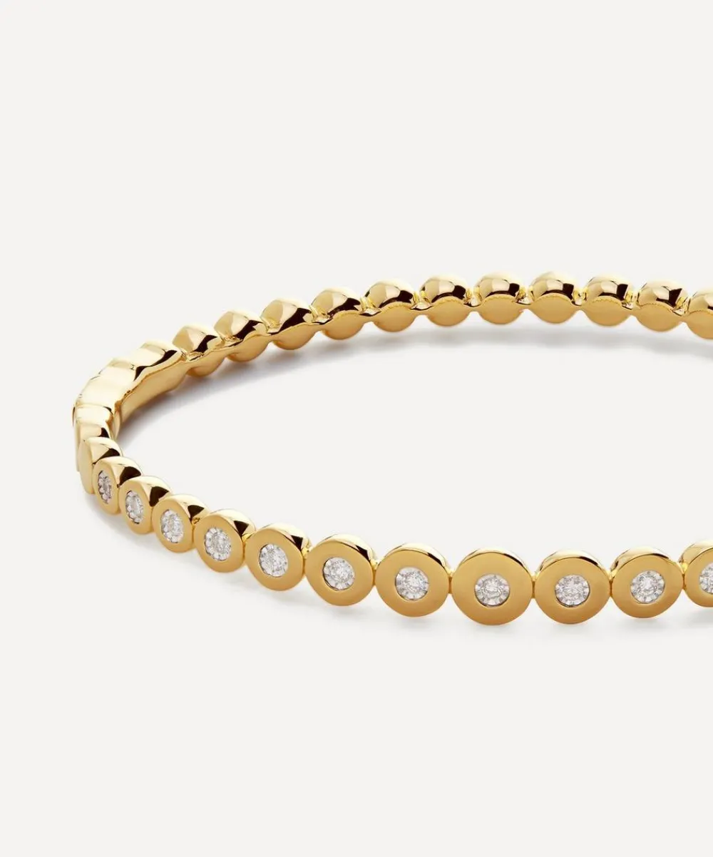 Monica Vinader Bracelets^18ct Gold-Plated Vermeil Silver Diamond Graduated Bangle Bracelet
