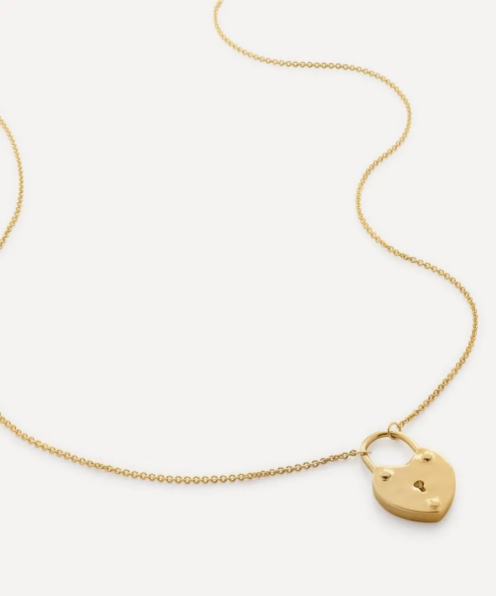 Monica Vinader Necklaces^18ct Gold-Plated Vermeil Silver Heart Padlock Pendant Necklace