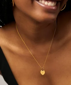Monica Vinader Necklaces^18ct Gold-Plated Vermeil Silver Heart Padlock Pendant Necklace