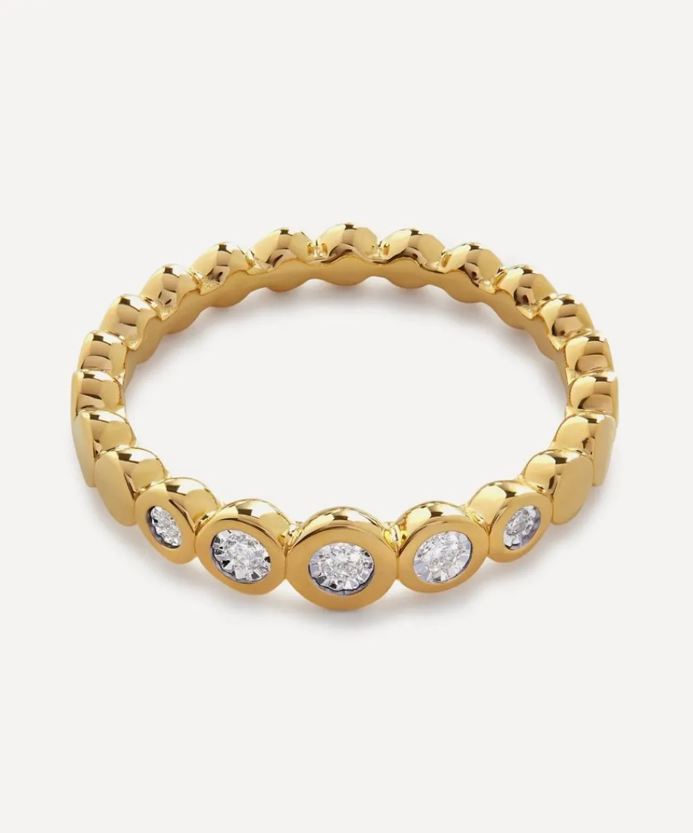 Monica Vinader Rings^18ct Gold-Plated Vermeil Silver Lab-Grown Diamond Graduated Half Eternity Ring