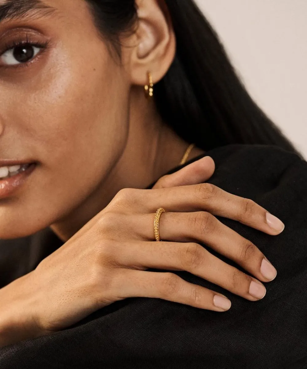 Monica Vinader Rings^18ct Gold-Plated Vermeil Silver Deia Beaded Stacking Ring