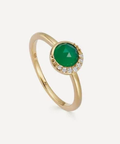 Astley Clarke Rings^18ct Gold-Plated Vermeil Silver Luna Green Chalcedony Ring