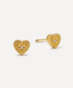 Astley Clarke Earrings^18ct Gold-Plated Vermeil Silver Biography Heart Stud Earrings