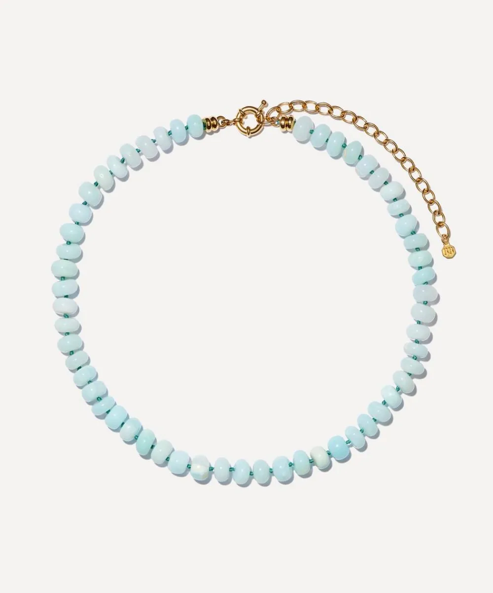 Bon Bon Jewellery Club Necklaces^14ct Gold-Plated Vermeil Silver Seafoam Opal Bead Necklace