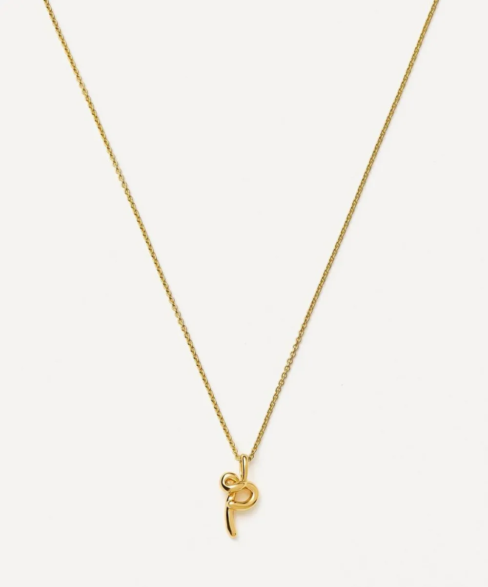 Missoma Necklaces^18ct Gold-Plated Vermeil Silver Curly Molten Mini P Initial Pendant Necklace