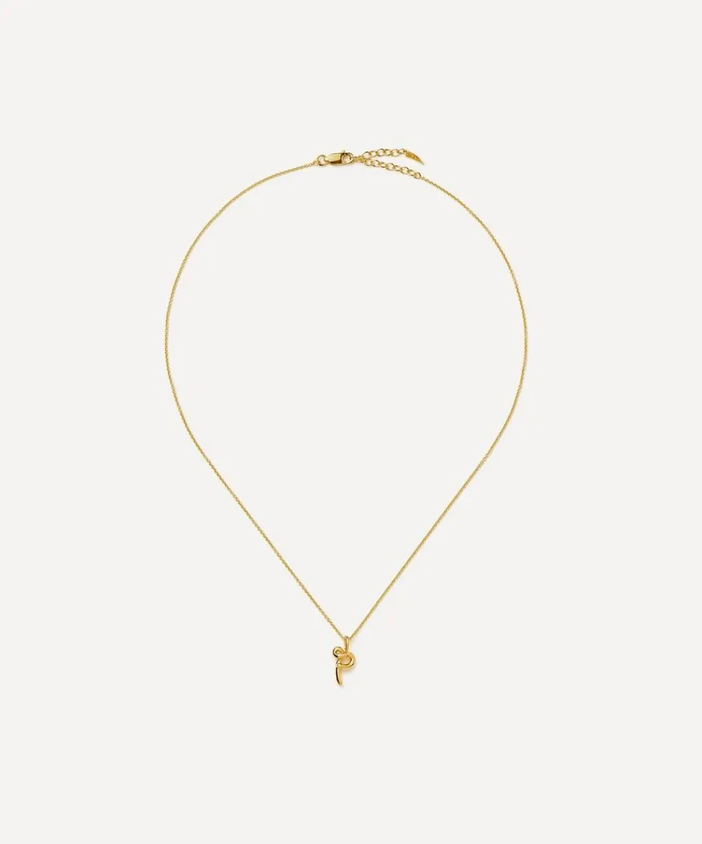 Missoma Necklaces^18ct Gold-Plated Vermeil Silver Curly Molten Mini P Initial Pendant Necklace