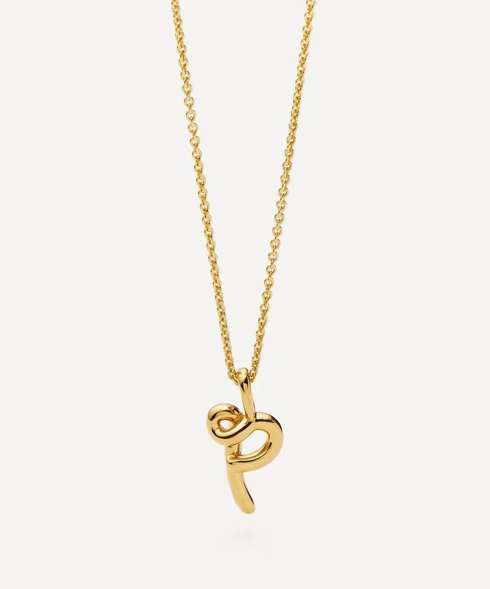 Missoma Necklaces^18ct Gold-Plated Vermeil Silver Curly Molten Mini P Initial Pendant Necklace