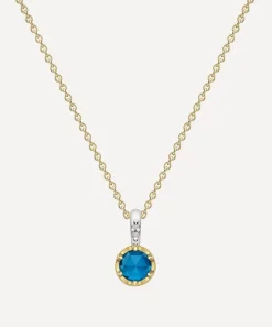 Dinny Hall Necklaces^22ct Gold-Plated Vermeil Silver December Blue Topaz Birthstone Pendant Necklace