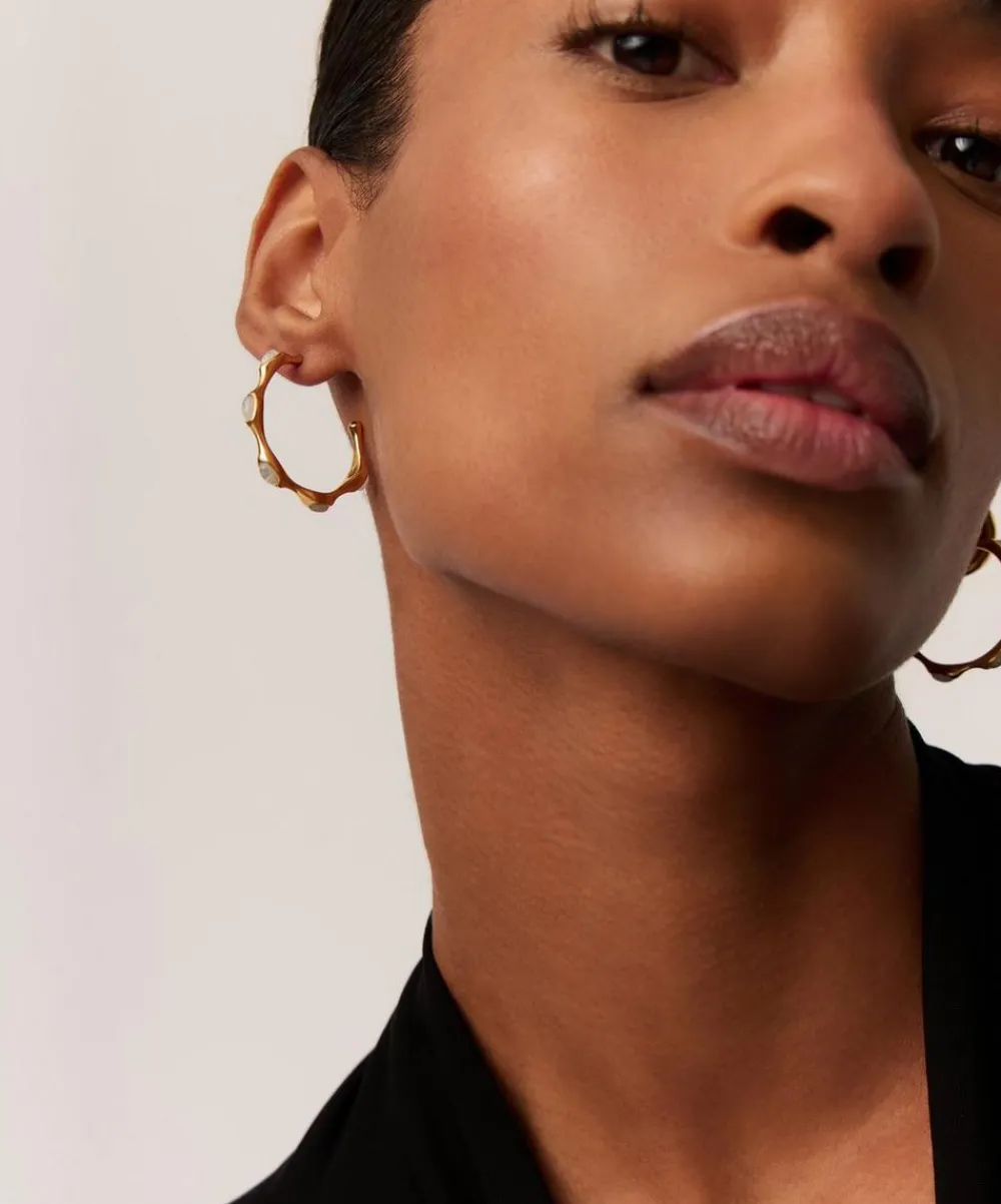 Missoma Earrings^18ct Gold-Plated Vermeil Silver Magma Gemstone Hoop Earrings