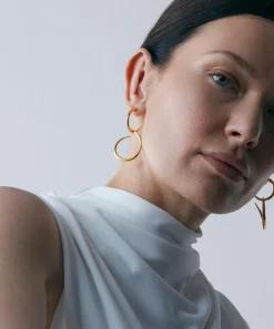 Dinny Hall Earrings^22ct Gold-Plated Vermeil Silver Large Toro Drop Hoop Earrings