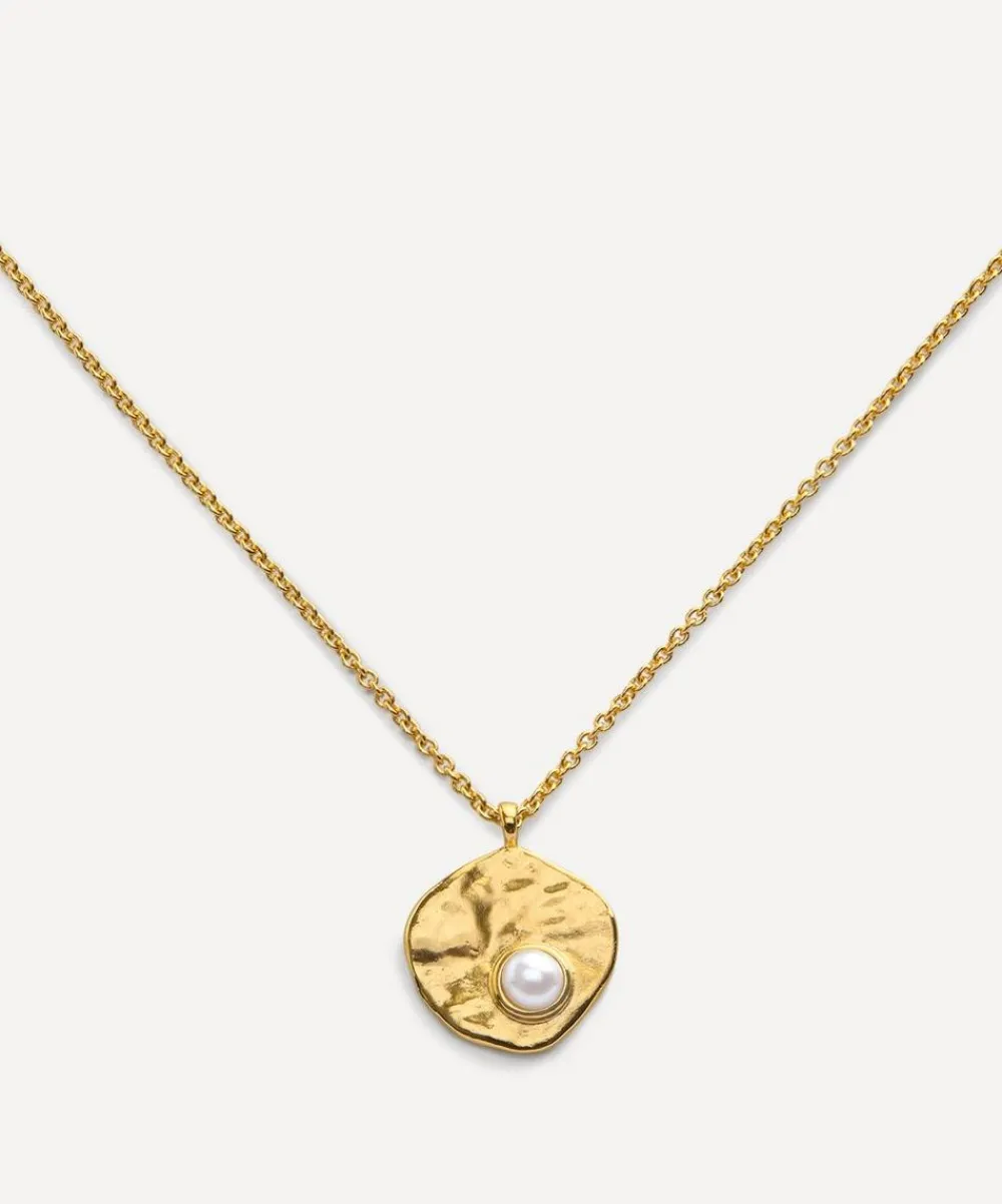 Monica Vinader Necklaces^18ct Gold-Plated Vermeil Silver Capri Pearl Disc Pendant Necklace