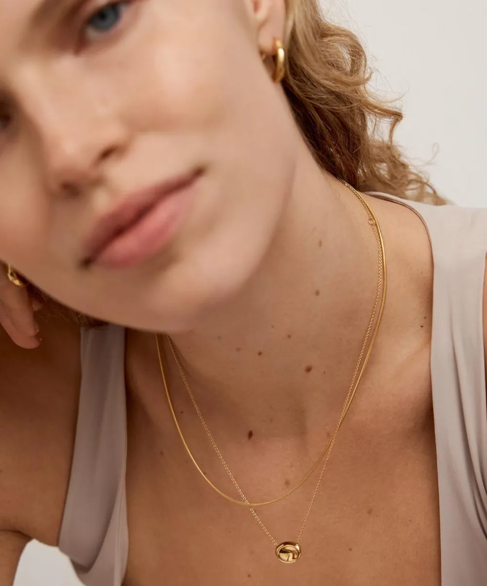 Monica Vinader Necklaces^18ct Gold-Plated Vermeil Silver Capri Pearl Disc Pendant Necklace