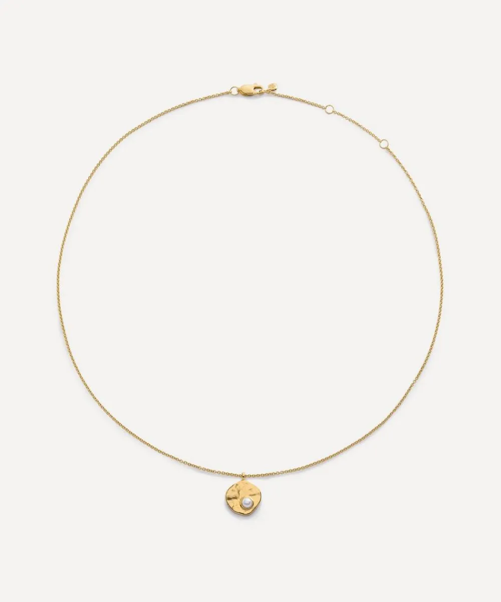 Monica Vinader Necklaces^18ct Gold-Plated Vermeil Silver Capri Pearl Disc Pendant Necklace