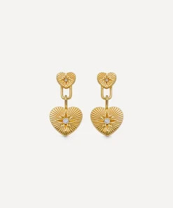Astley Clarke Earrings^18ct Gold-Plated Vermeil Silver Biography Double Heart Drop Earrings
